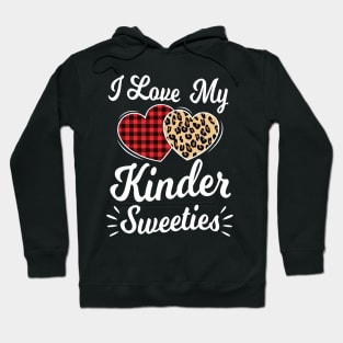 Heart Leopard Buffalo Plaid Valentines Day Kindergarten Teacher Hoodie